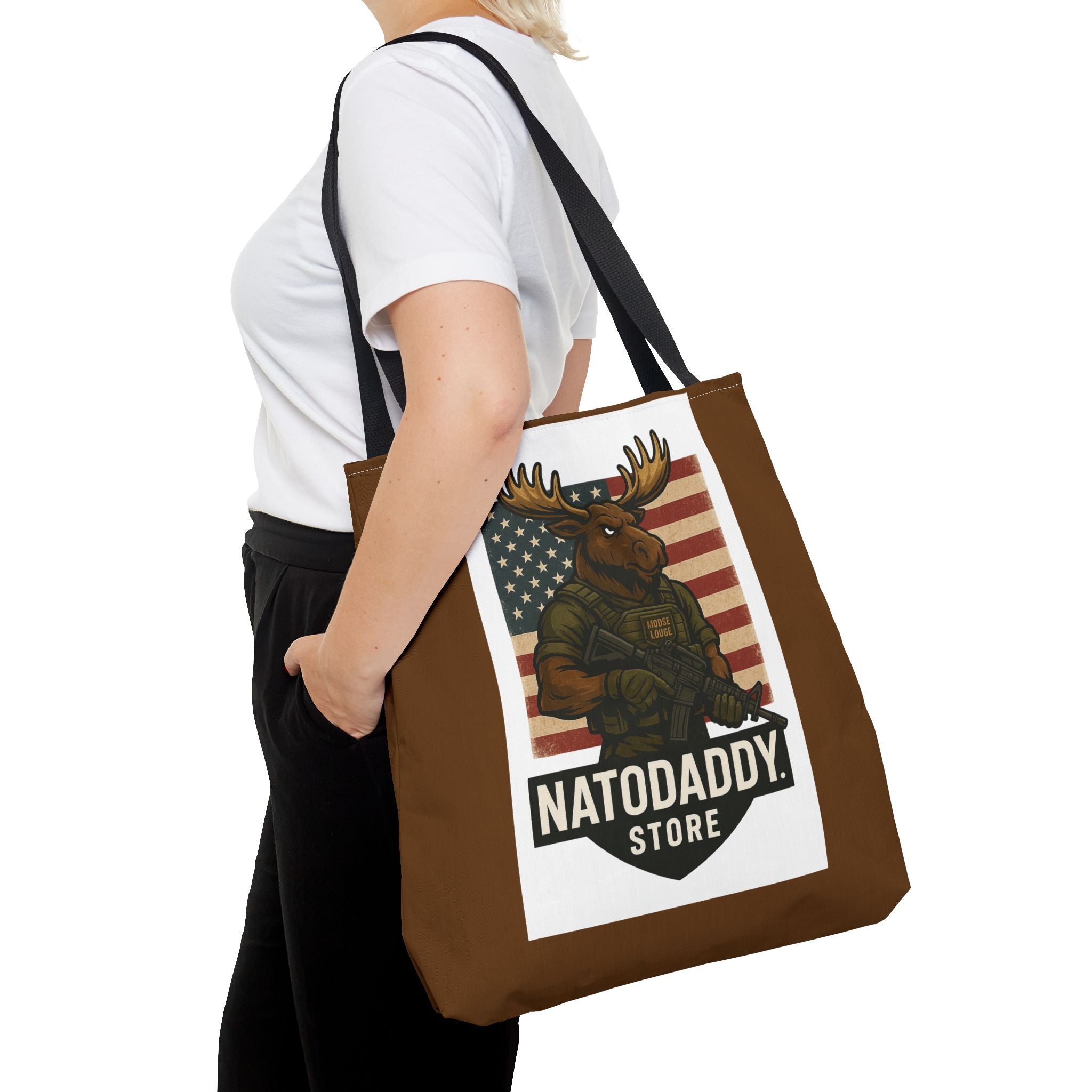 Patriotic Moose Tote Bag - Ideal for Military Pride, Gift for Outdoors Lovers, Statement Bag, Everyday Use, Travel Essentials