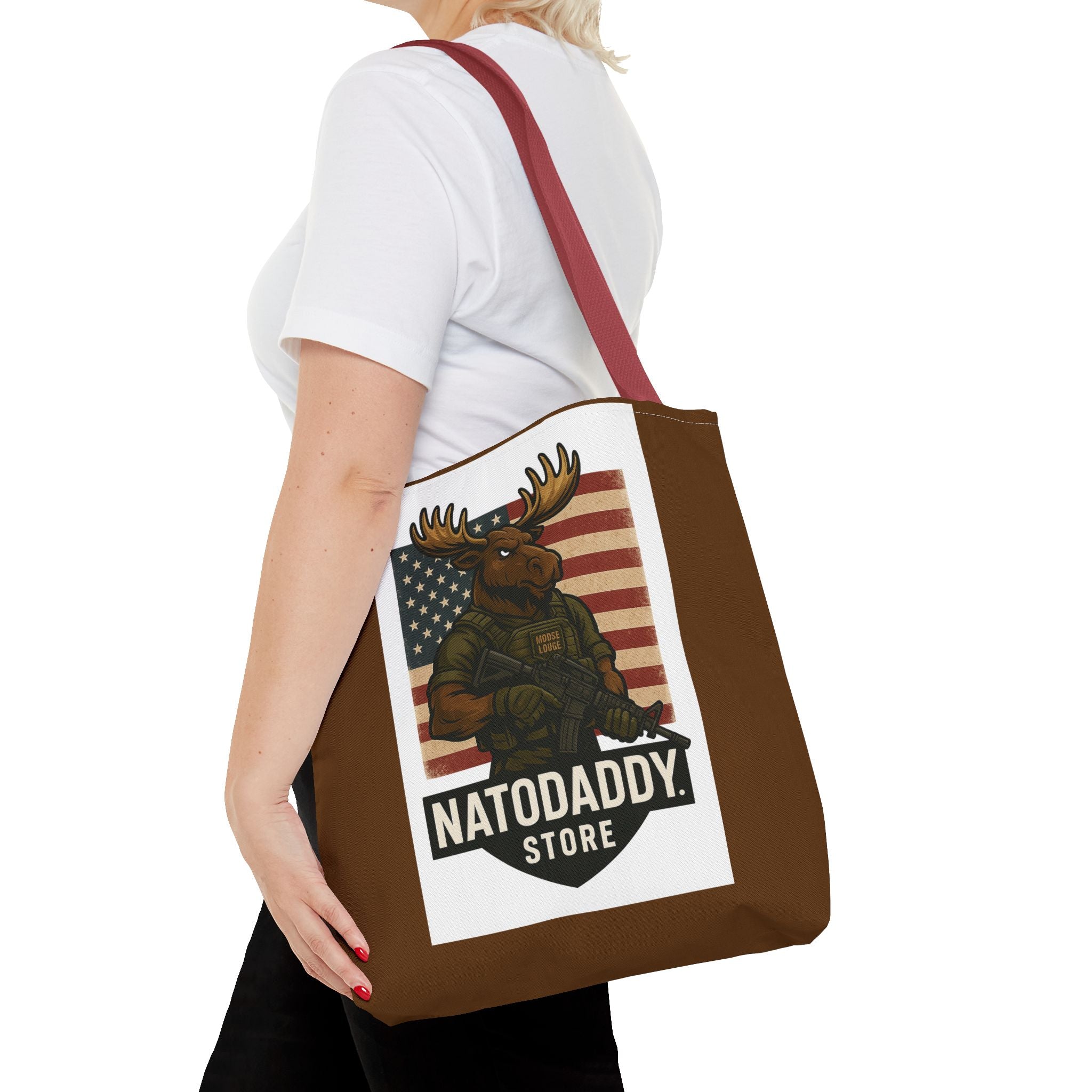 Patriotic Moose Tote Bag - Ideal for Military Pride, Gift for Outdoors Lovers, Statement Bag, Everyday Use, Travel Essentials