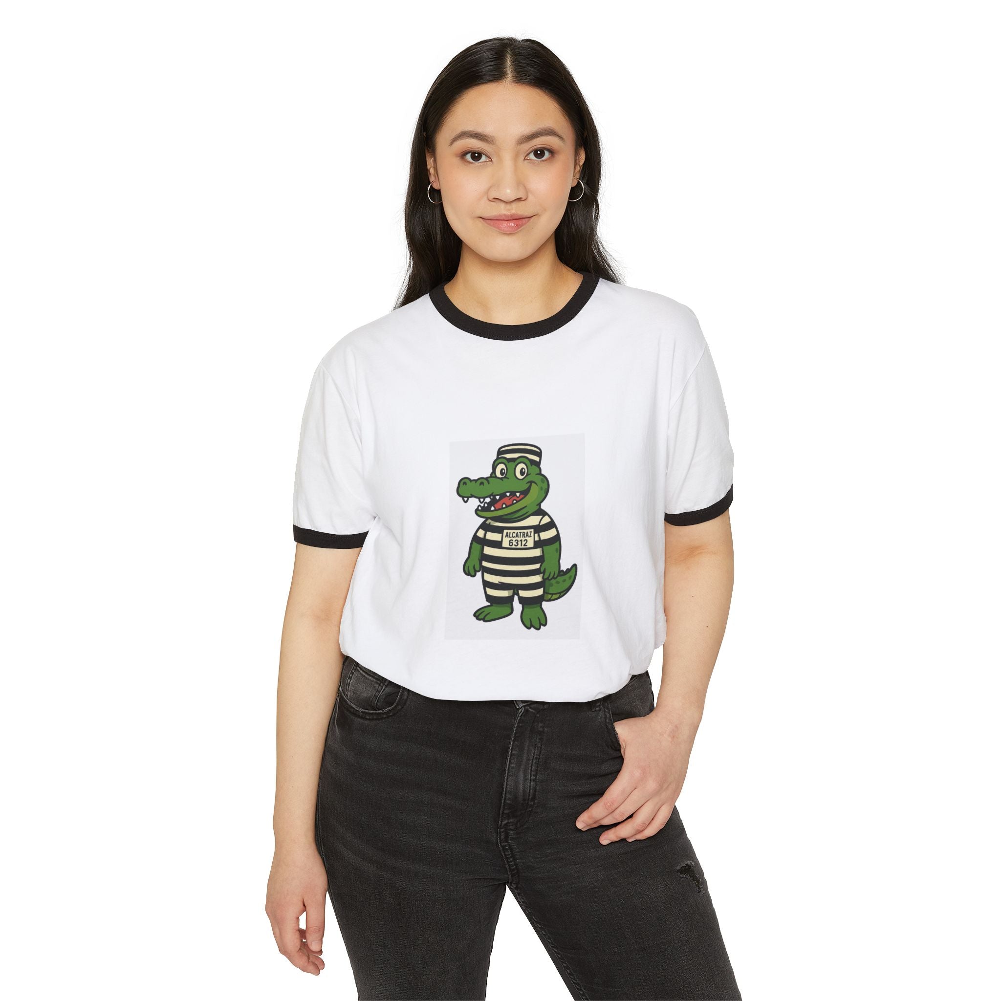 Florida Gator Ringer T-Shirt, Unisex Humor Tee, Vintage Style Fun Shirt, Casual Gifts for Friends, Summer Fashion, Alcatraz 2025