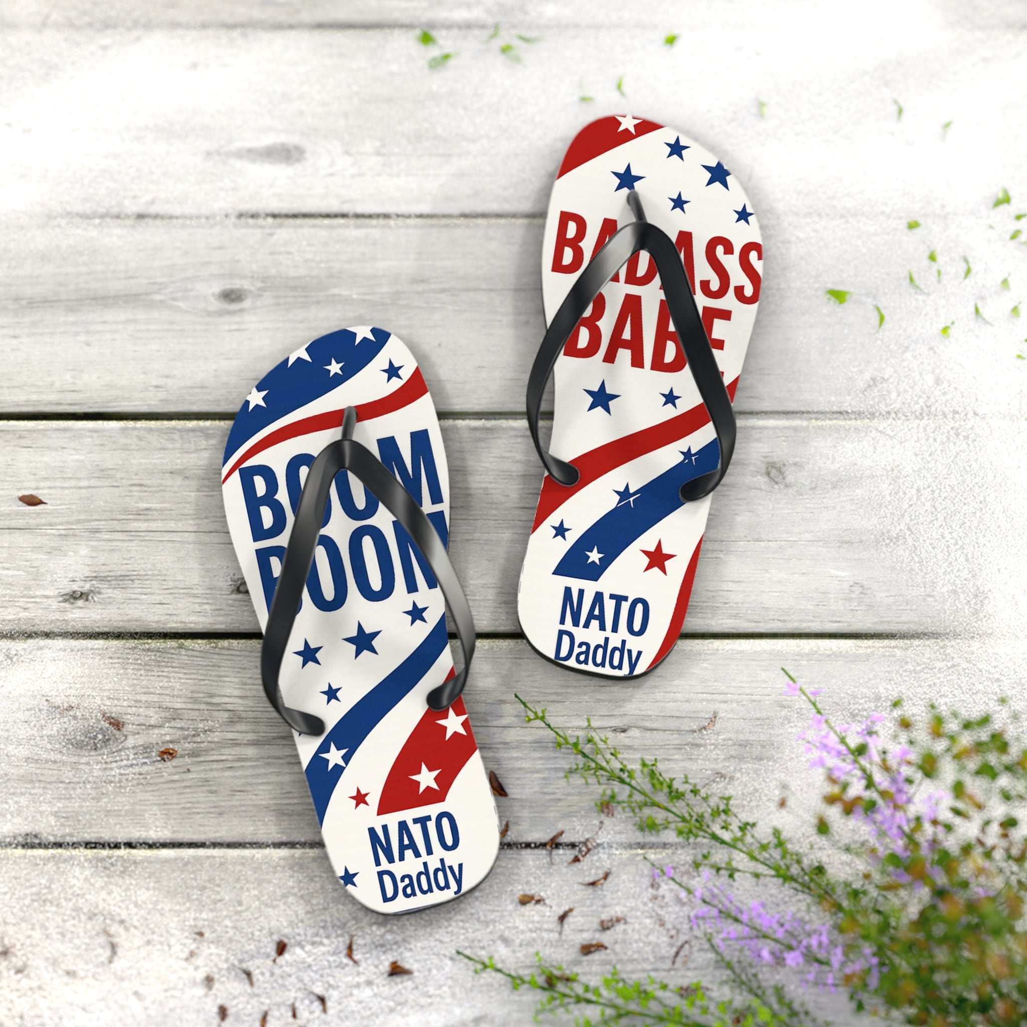Patriotic Flip Flops | Boom Boom Badass Babe | Perfect for Summer, BBQs, Beach Days, Father's Day, Casual Wear