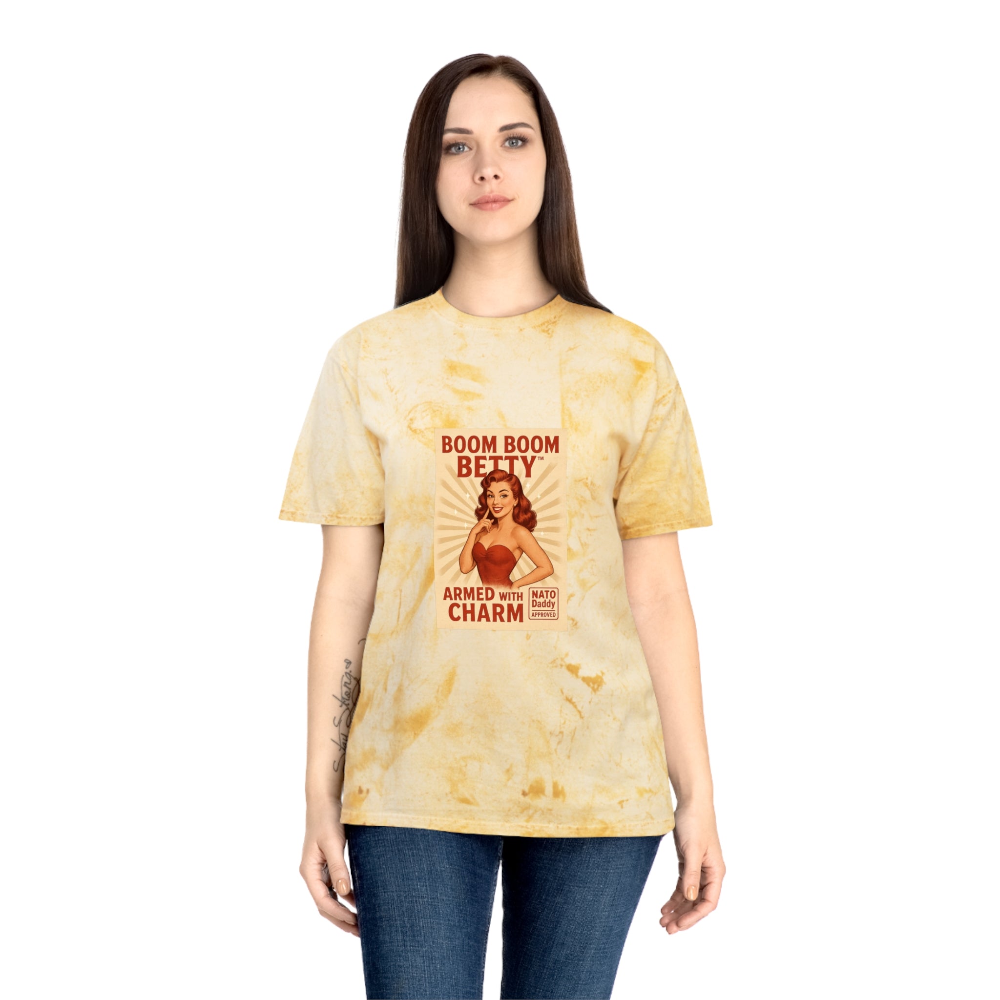 Colorful Retro Graphic T-Shirt | Boom Boom Betty | Casual Wear, Gifts for Her, Vintage Tee, Statement Shirt, Fun Outfit