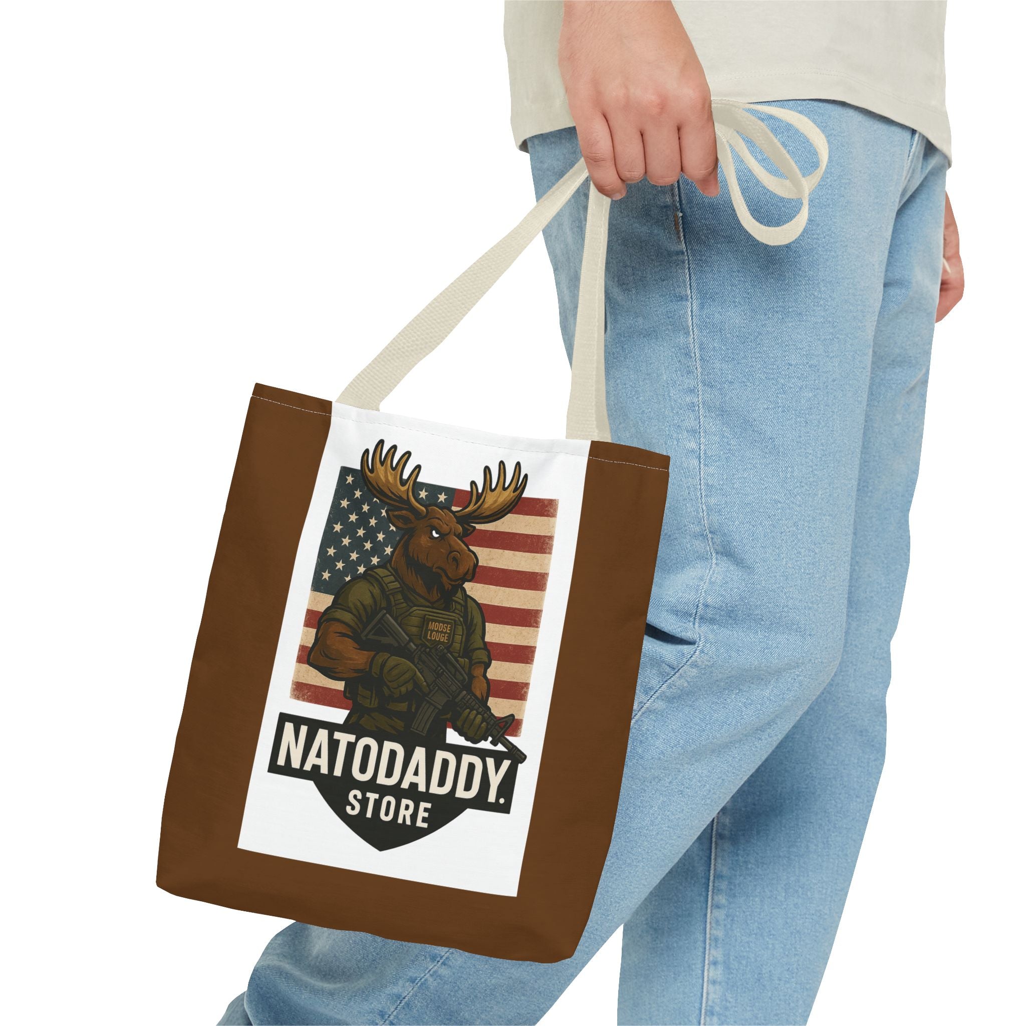 Patriotic Moose Tote Bag - Ideal for Military Pride, Gift for Outdoors Lovers, Statement Bag, Everyday Use, Travel Essentials