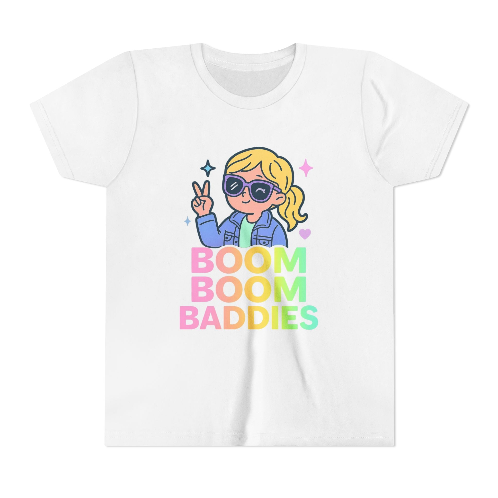 Playful Youth Tee, Fun Kids Shirt, BOOM BOOM BADDIES Graphic Tee, Cool Summer Top, Gift for Kids, Birthday Outfit