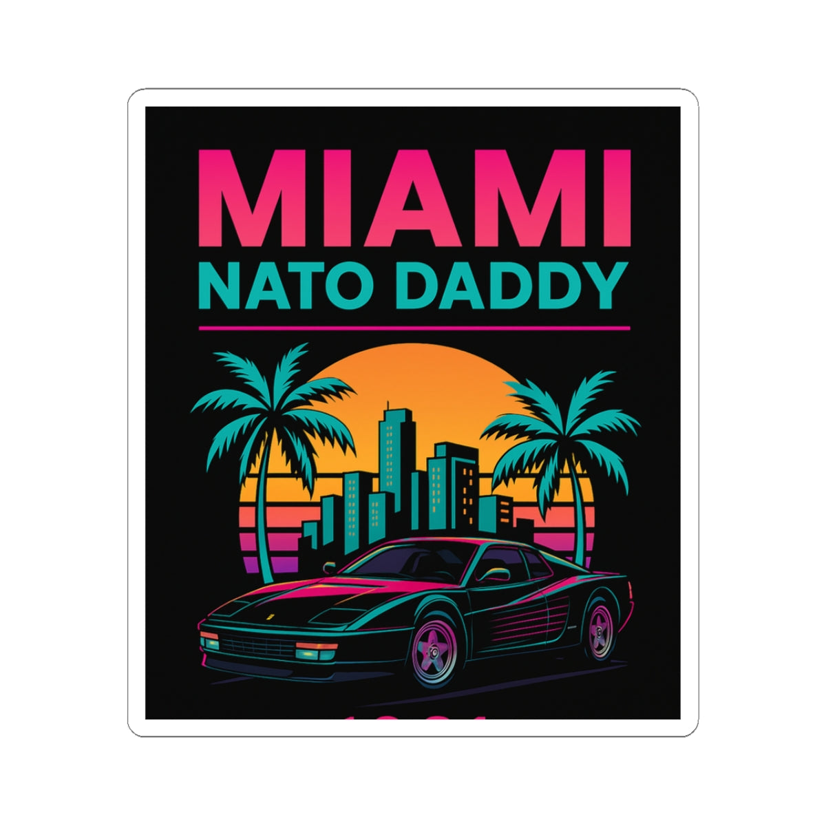 Retro Miami Stickers, Fun Car Decor, Summer Vibes, Perfect for Gifts, Laptop Accessories, Party Favors, Travel Mementos