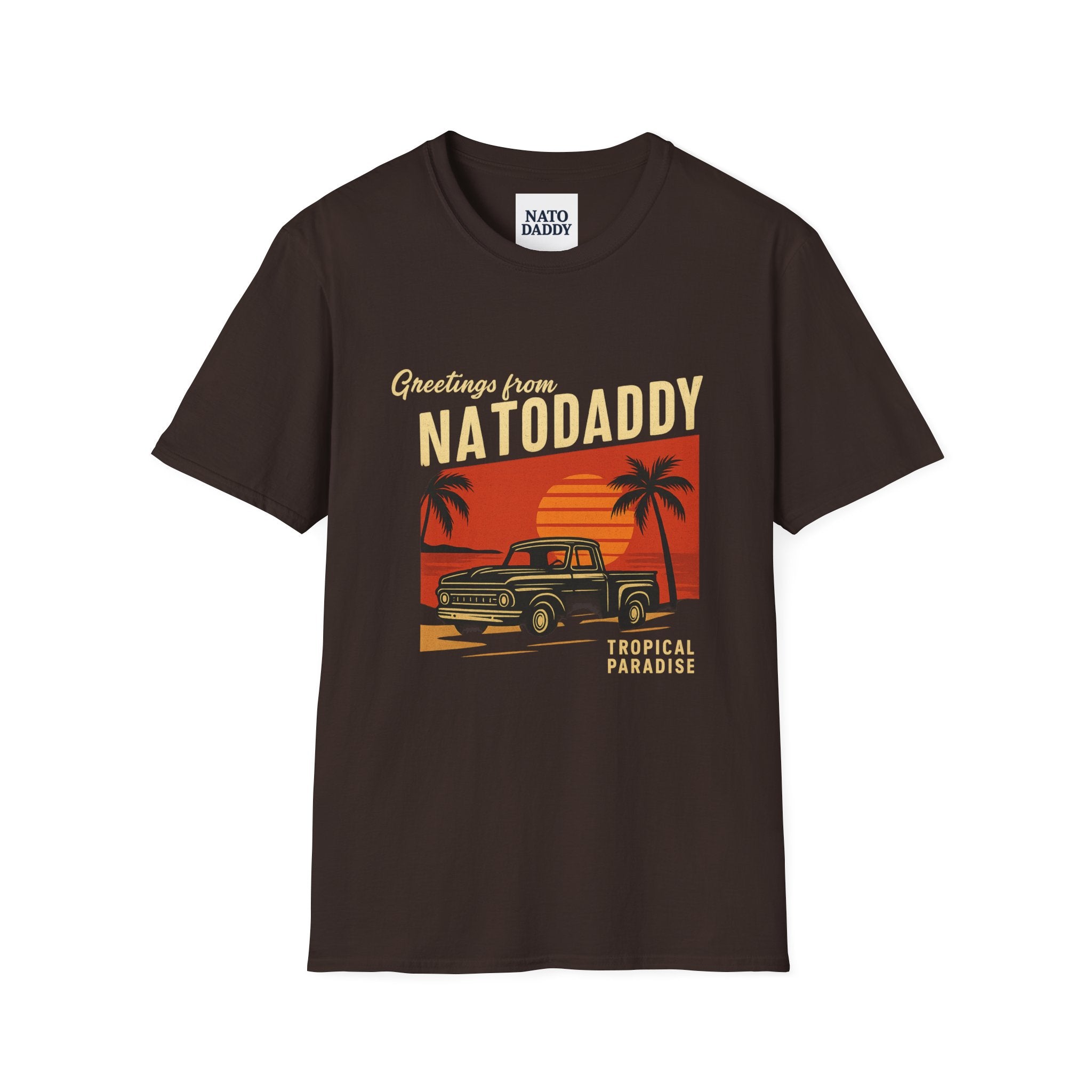 T-Shirt with Vintage Truck Design, Perfect Gift for Dads, Summer Vibes, Vacation Memories, Casual Wear