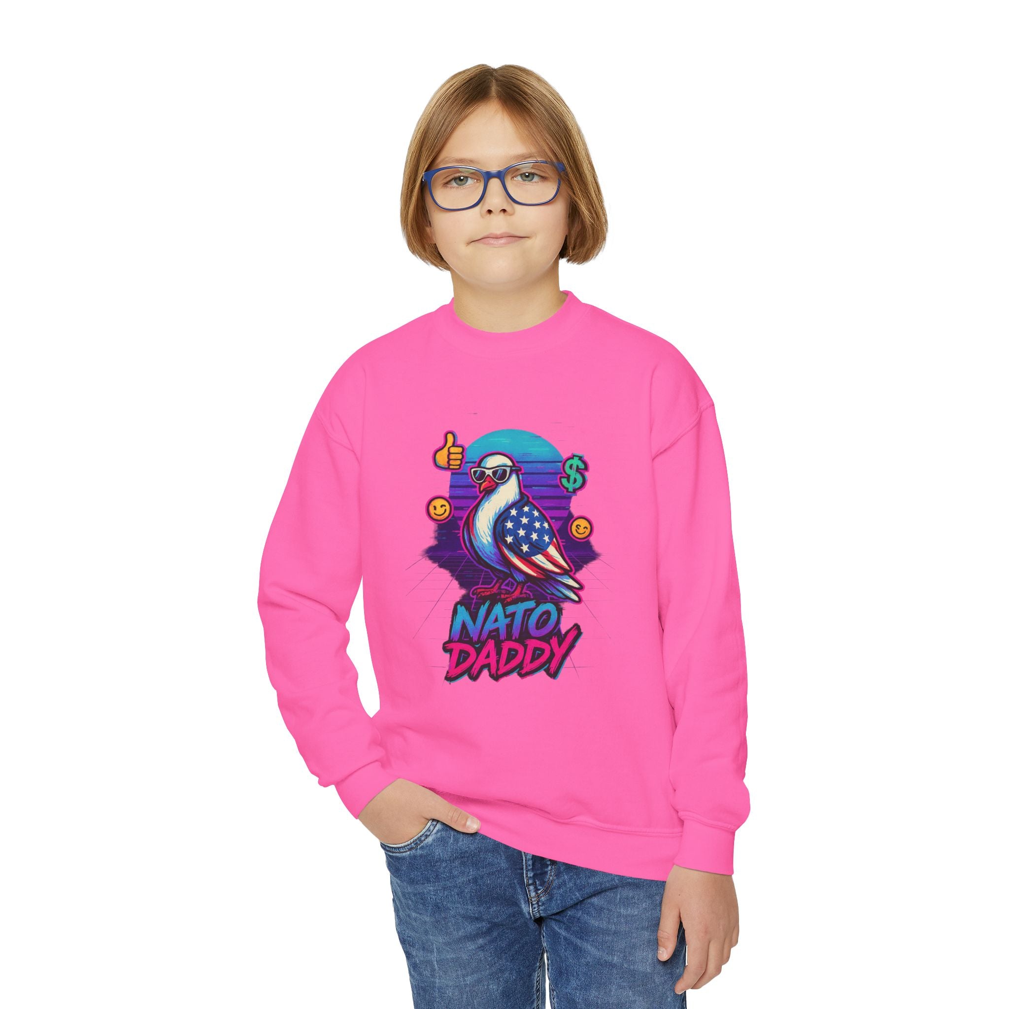 Hip Retro Youth Crewneck Sweatshirt with Fun NATO DADDY Design, Stylish Streetwear, Gift Idea for Kids, Cool Casual Wear, Trendy [...]