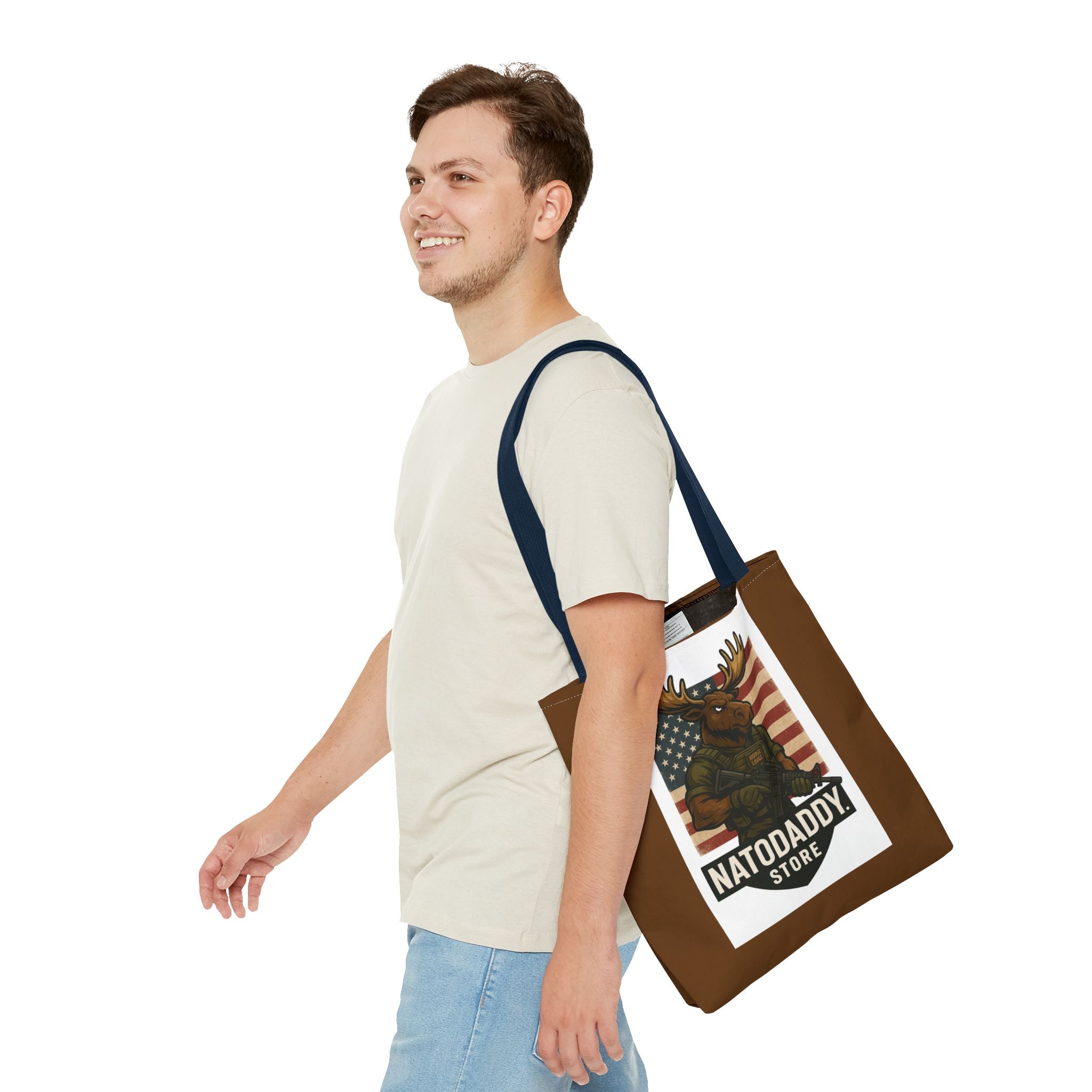 Patriotic Moose Tote Bag - Ideal for Military Pride, Gift for Outdoors Lovers, Statement Bag, Everyday Use, Travel Essentials