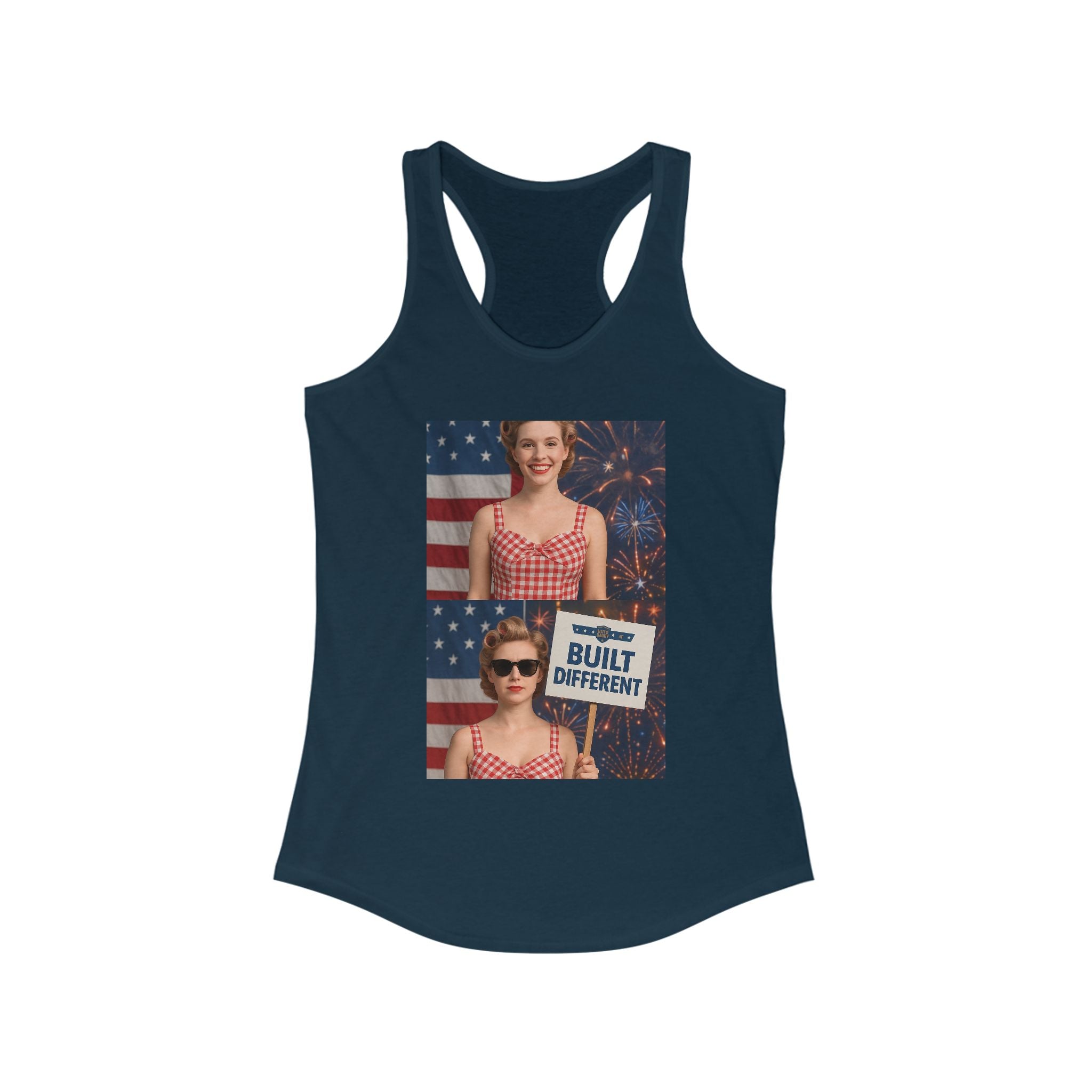 Patriotic Women's Racerback Tank - Celebrate Independence Day, Summer Days, BBQ, Casual Wear, Gift for Her