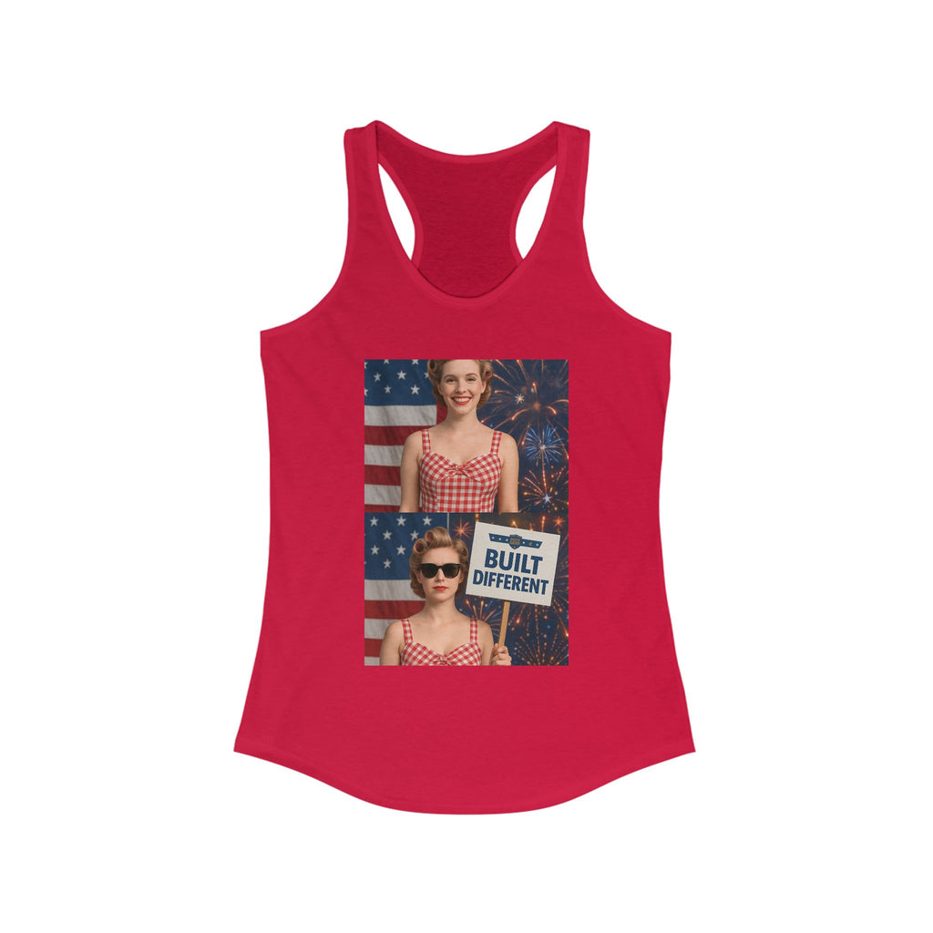 Patriotic Women's Racerback Tank - Celebrate Independence Day, Summer Days, BBQ, Casual Wear, Gift for Her