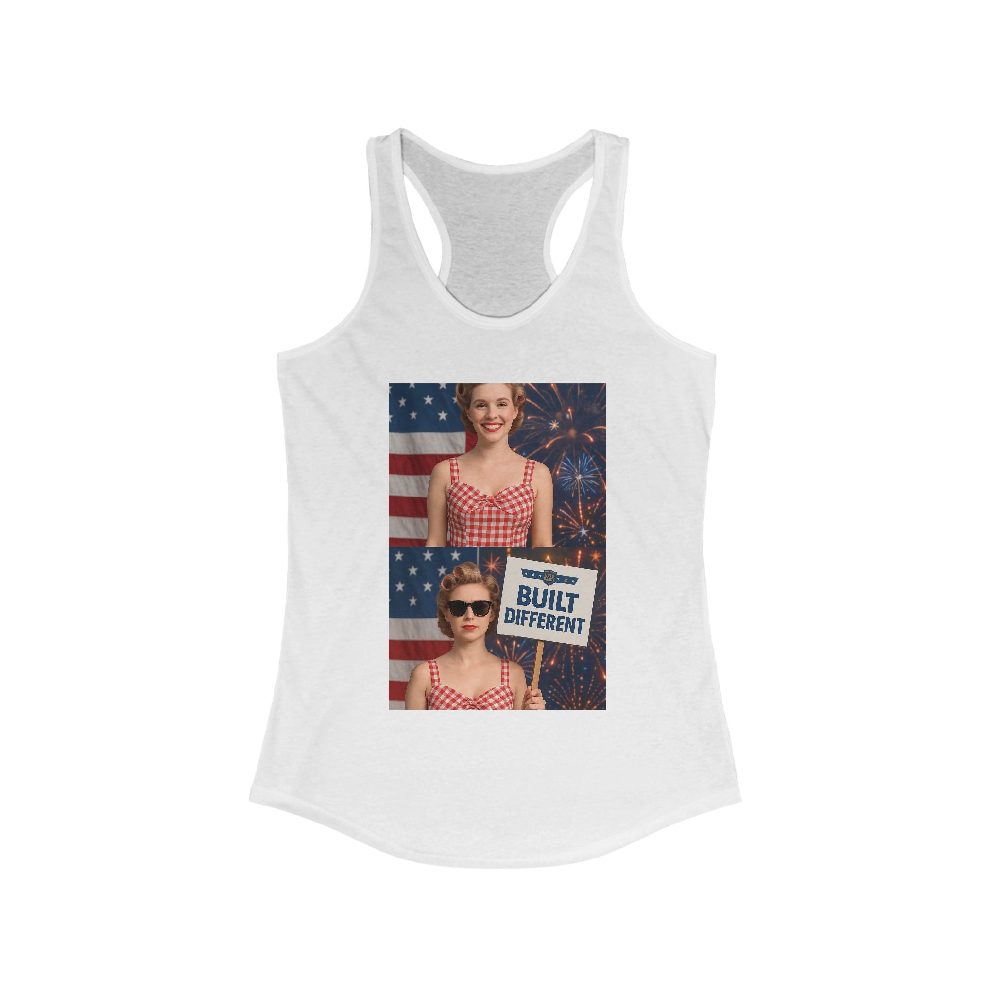 Patriotic Women's Racerback Tank - Celebrate Independence Day, Summer Days, BBQ, Casual Wear, Gift for Her