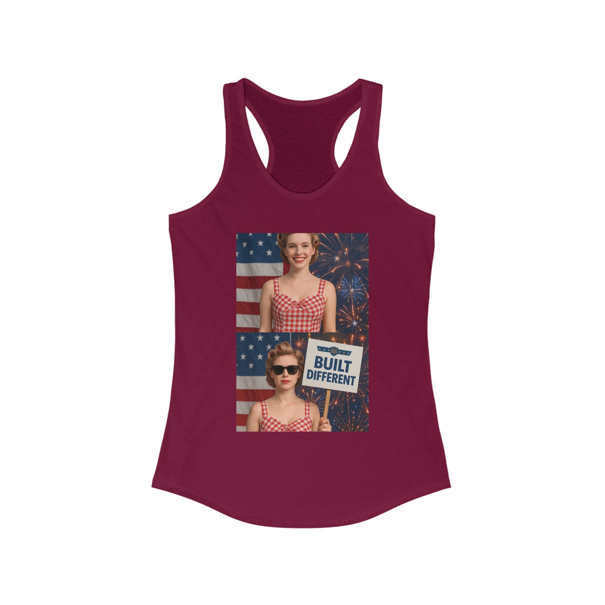 Patriotic Women's Racerback Tank - Celebrate Independence Day, Summer Days, BBQ, Casual Wear, Gift for Her