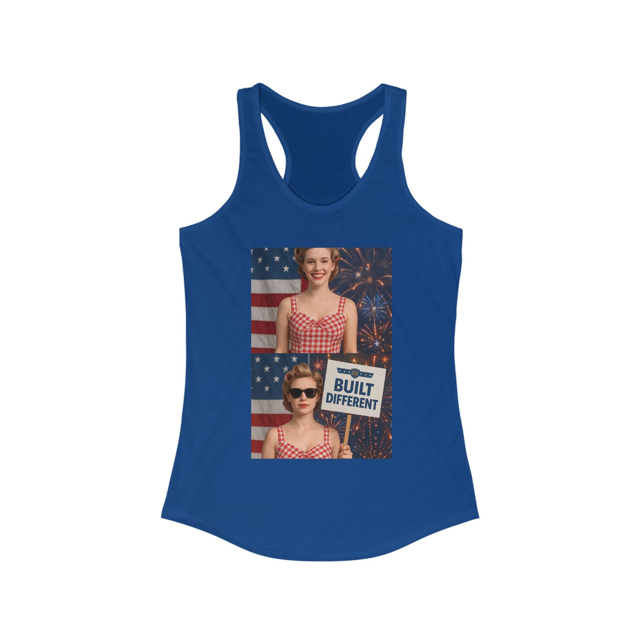 Patriotic Women's Racerback Tank - Celebrate Independence Day, Summer Days, BBQ, Casual Wear, Gift for Her