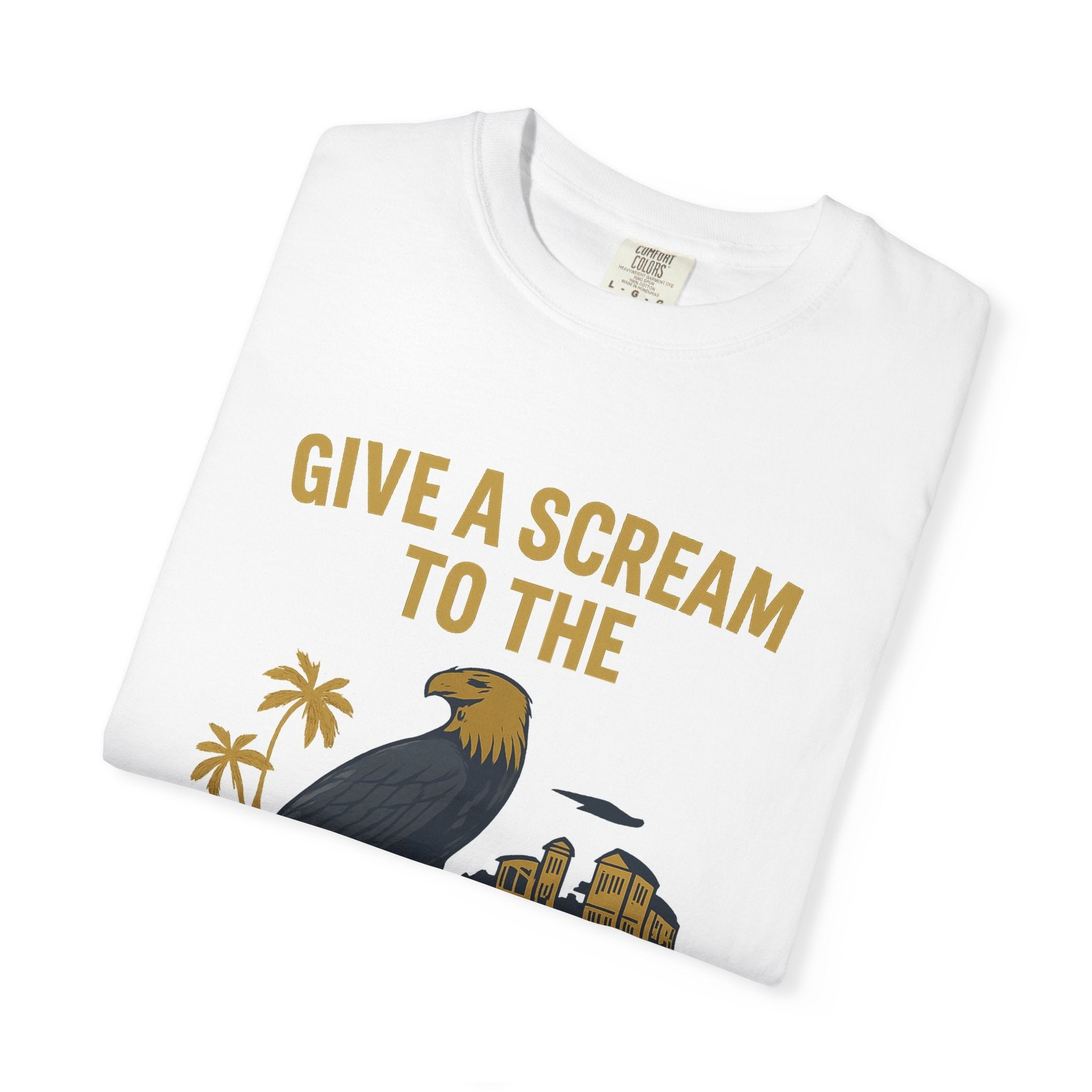Give a Scream to the Boom Boom Team! Unisex Garment-Dyed T-Shirt, Funny Casual Tee, Gift for Dads, Beachwear, Team Spirit Apparel