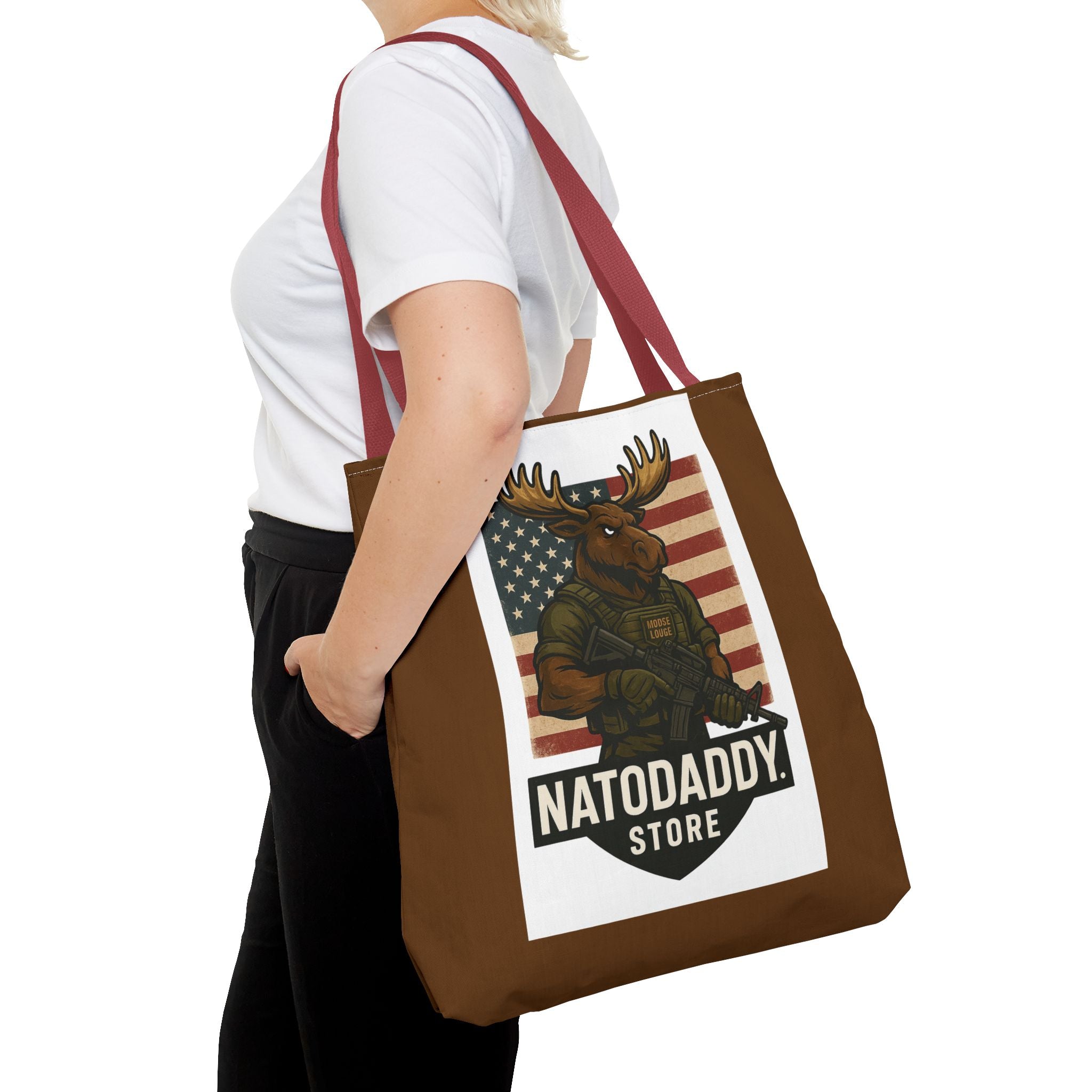 Patriotic Moose Tote Bag - Ideal for Military Pride, Gift for Outdoors Lovers, Statement Bag, Everyday Use, Travel Essentials